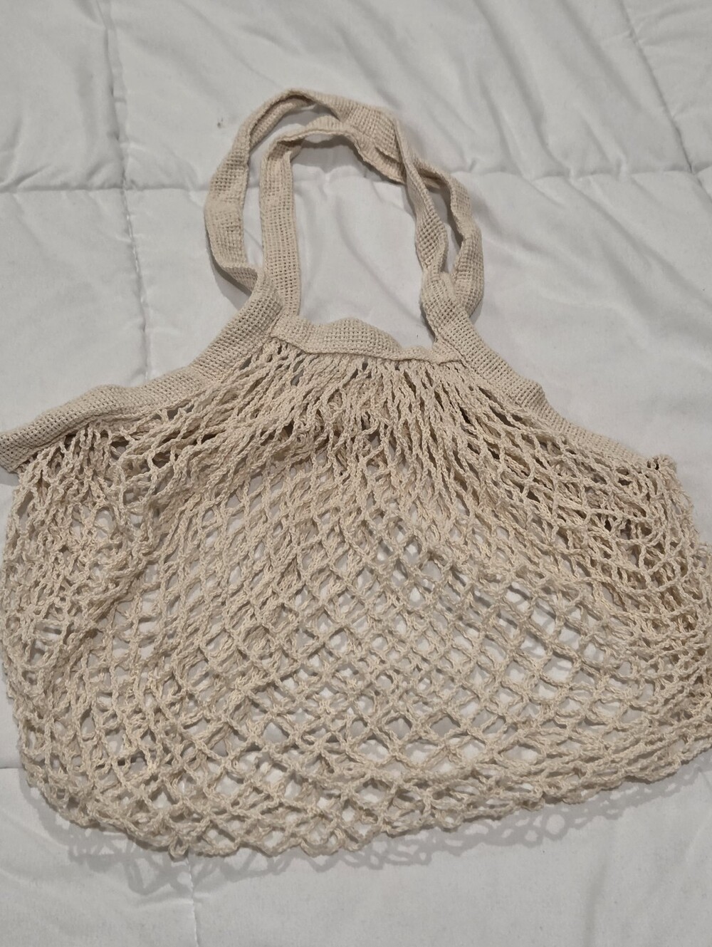 NWOT Cream Woven Cotton Mesh Net French Market String Tote